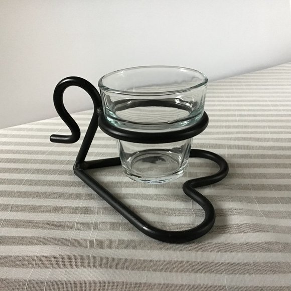 Vintage Wrought Iron & Glass Candle Holder Heart Base - Picture 6 of 8